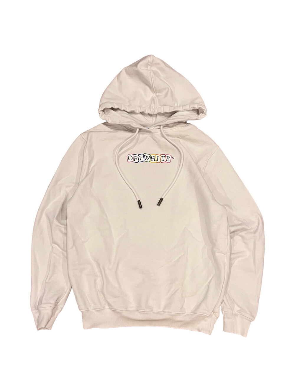 Off White Men's Hoodie White Size XS Colour Blocks Logo